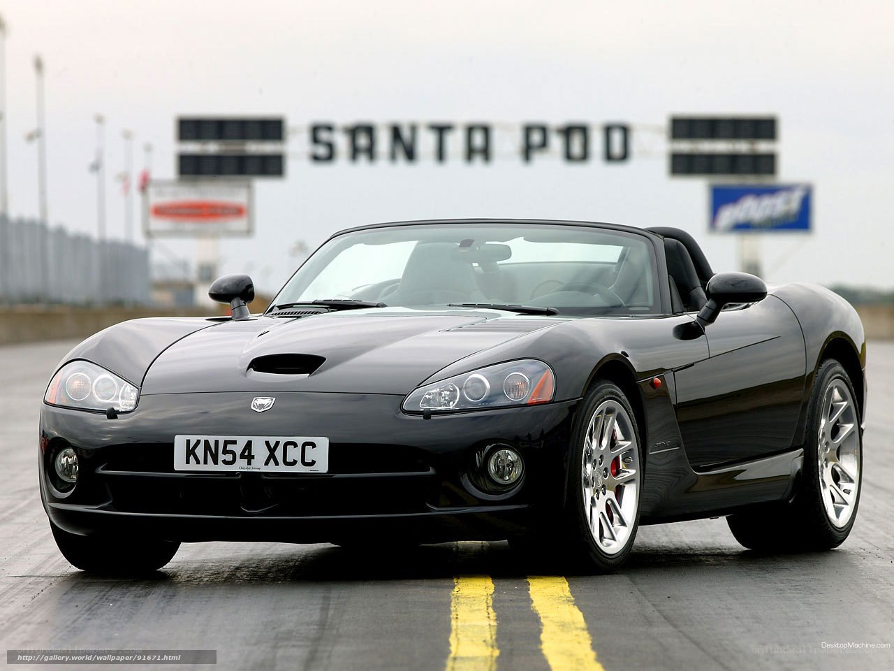 Black Dodge Viper on a racetrack