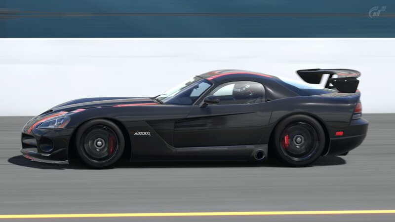 black dodge viper on track