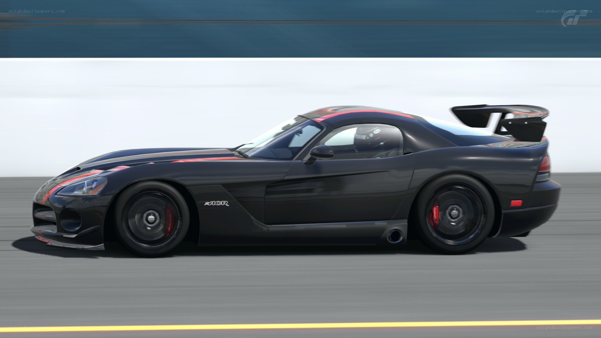 black dodge viper on track