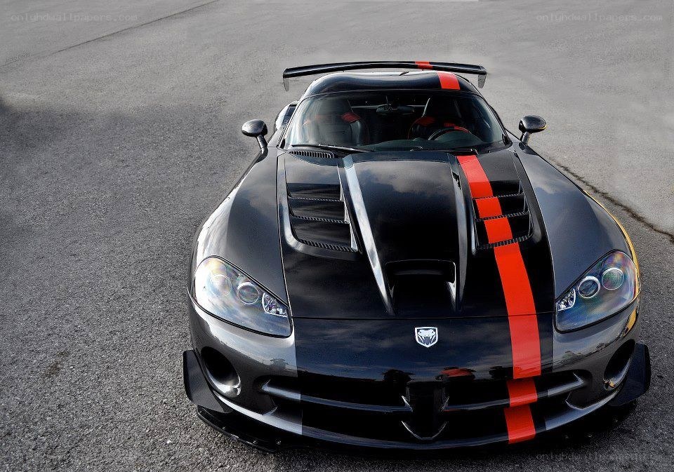 Black Dodge Viper with red stripes