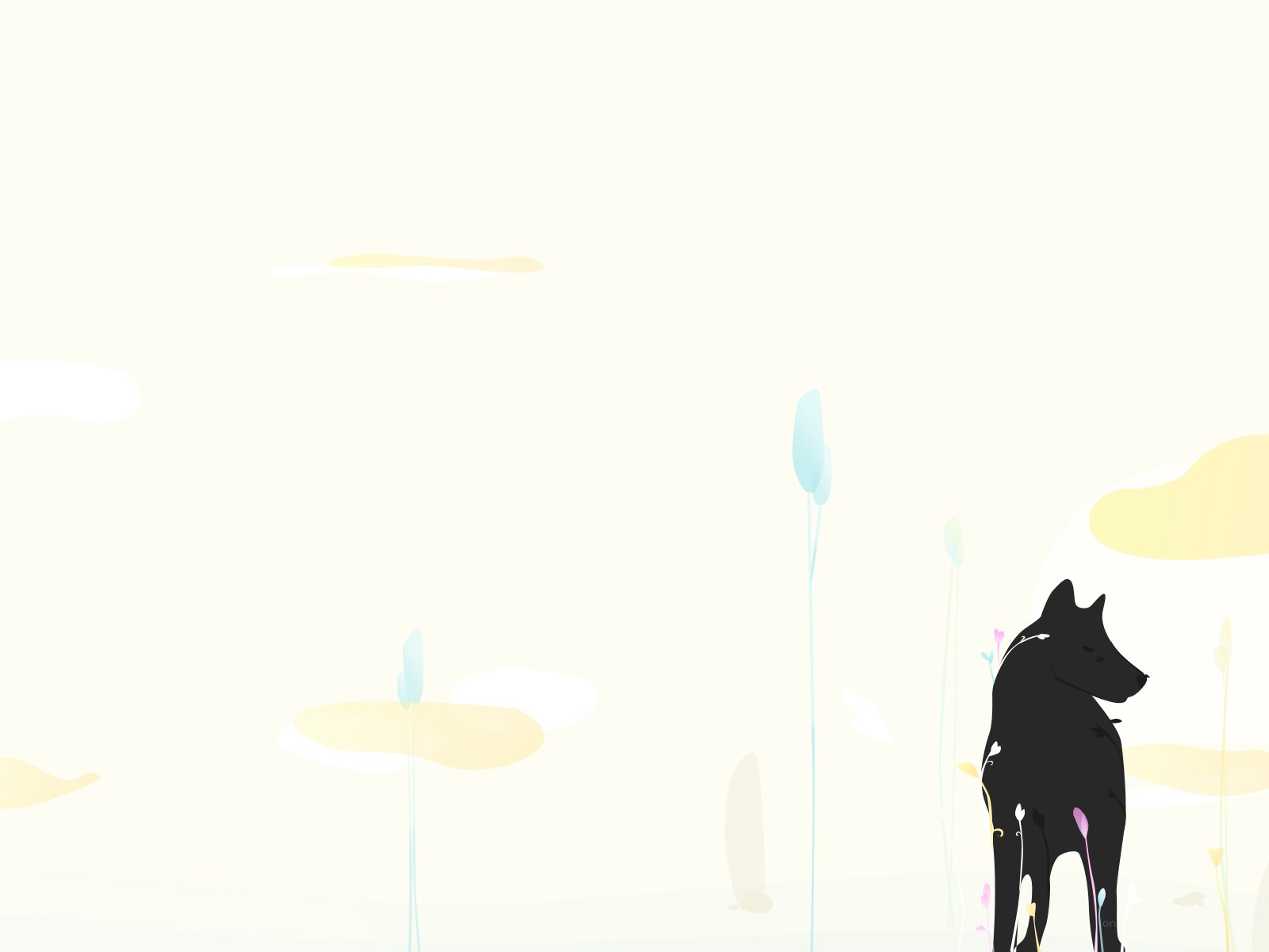 black dog in a field