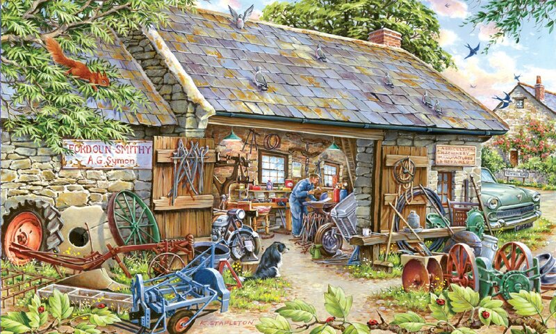 Black Dog in Workshop
