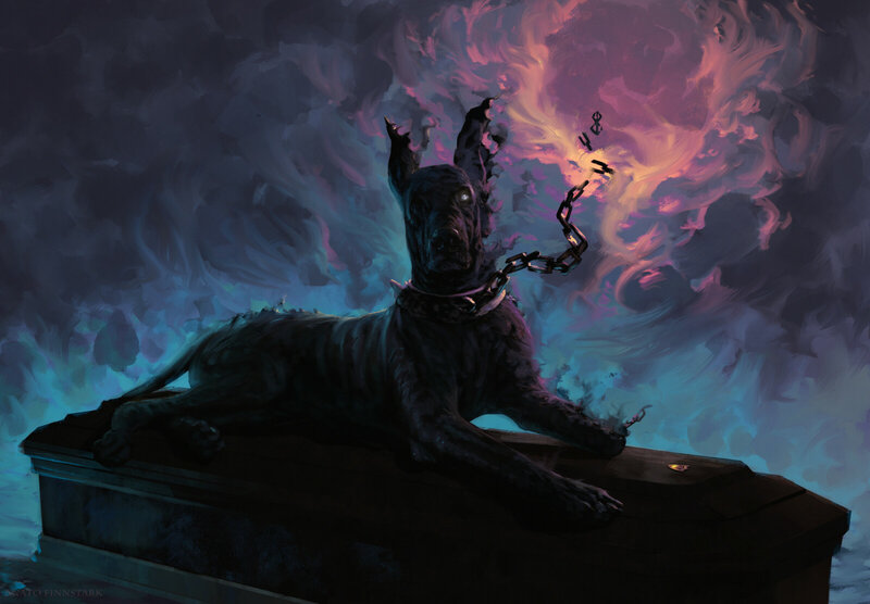Black Dog on Coffin