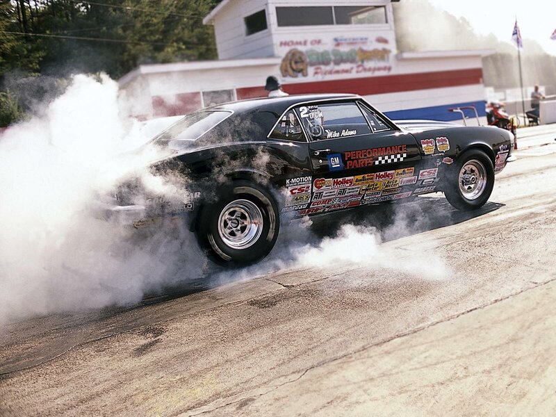 Black Drag Racing Car — Dramatic, Afternoon, Photograph