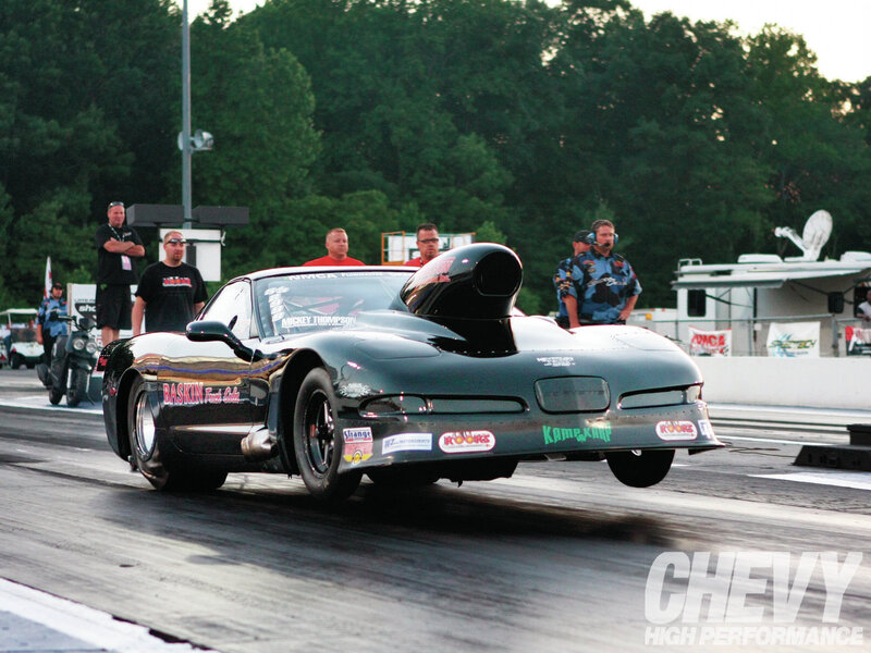 Black Drag Racing Car — Dynamic, Sunset