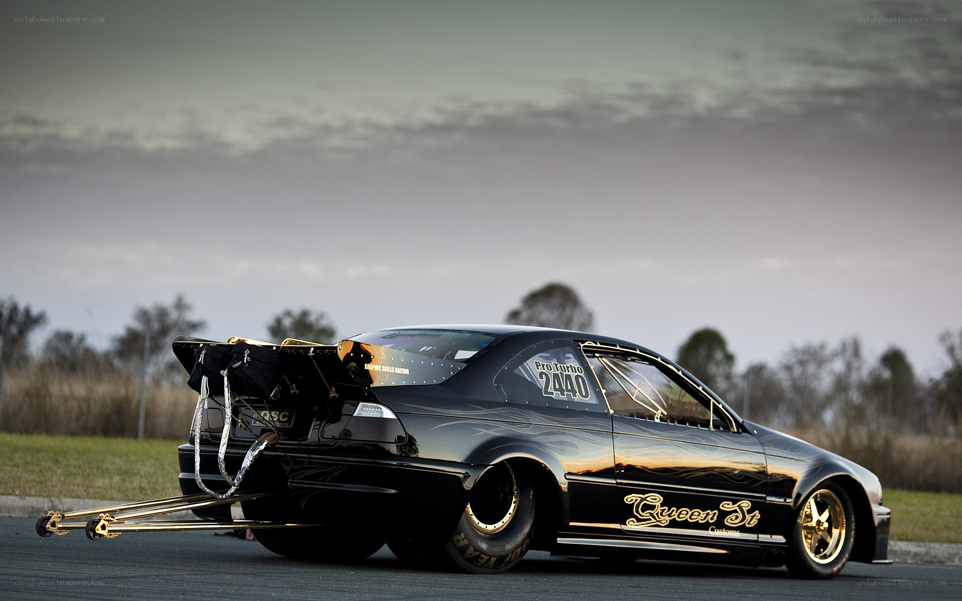 black drag racing car