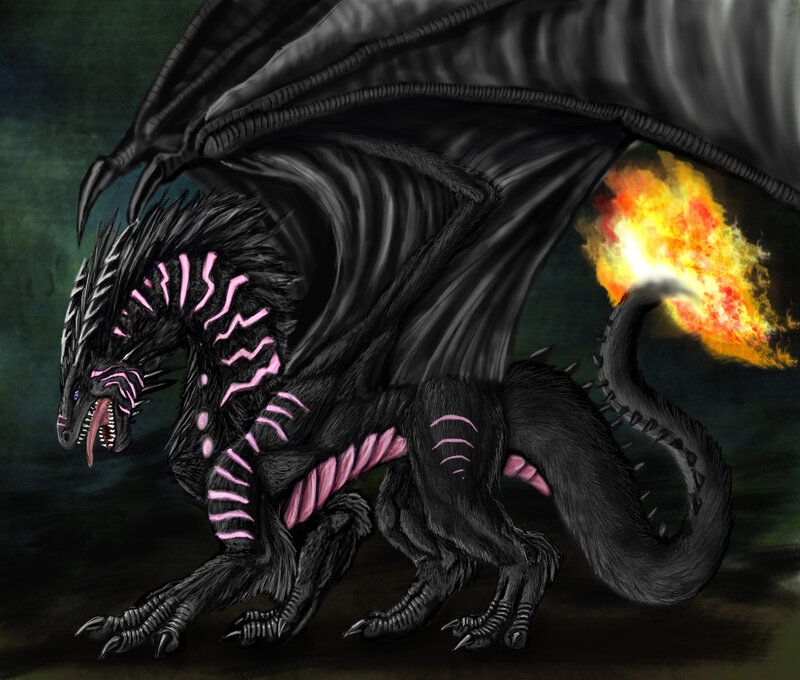 Black Dragon Breathing Fire