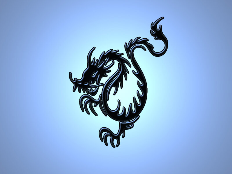 black dragon design on blue