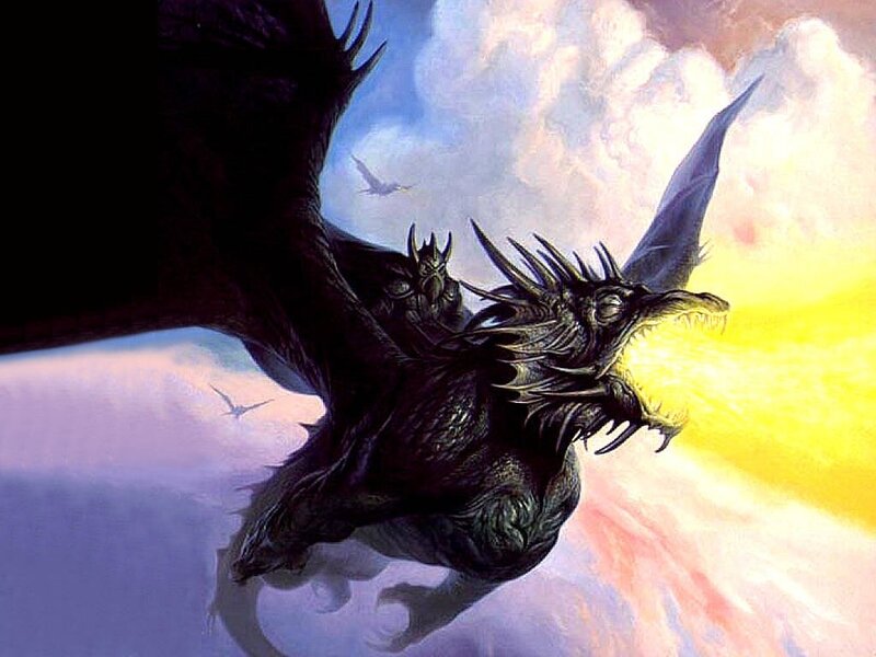 Black Dragon Flying — Dramatic, Sunset