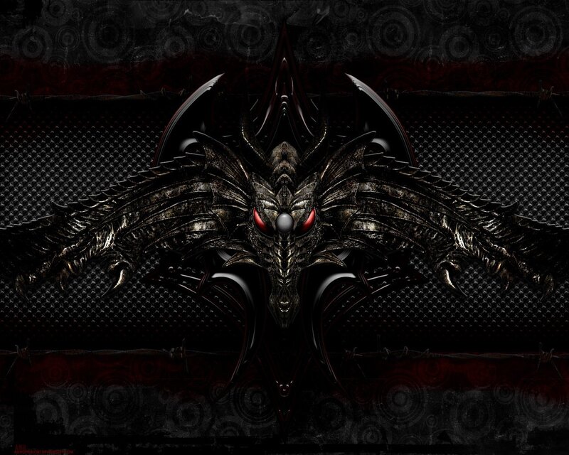 Black Dragon Head — Dark, Digital Art, Wings