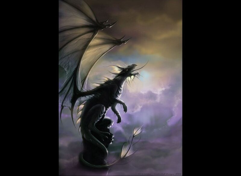 Black Dragon in Clouds