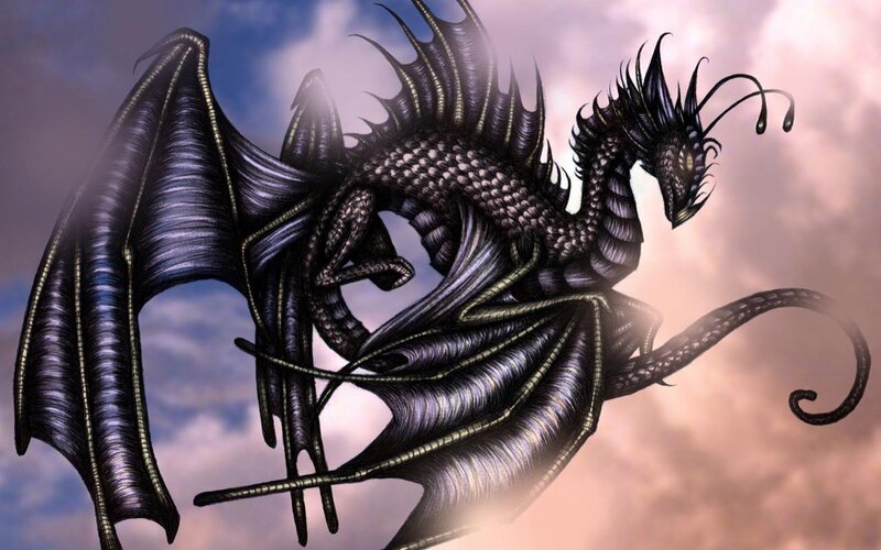 black dragon in flight