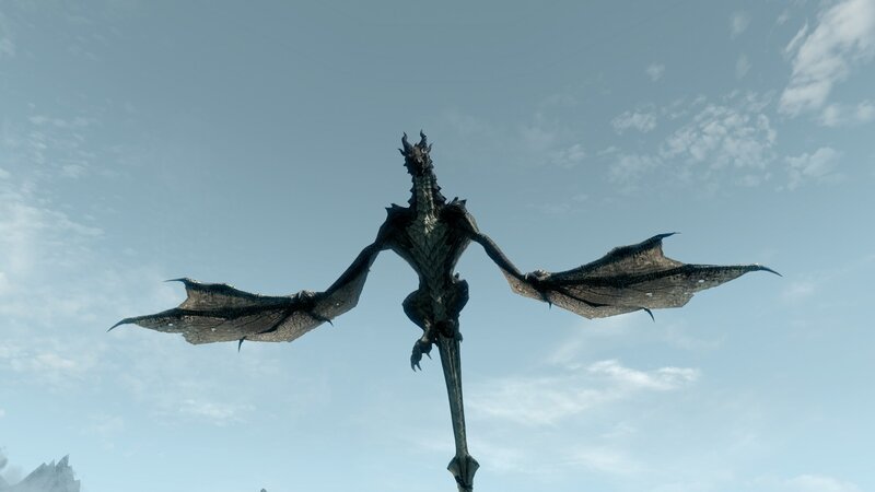 Black Dragon in Flight — Gray, Dramatic, 3d Render