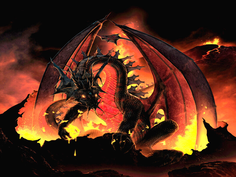 Black Dragon in Lava