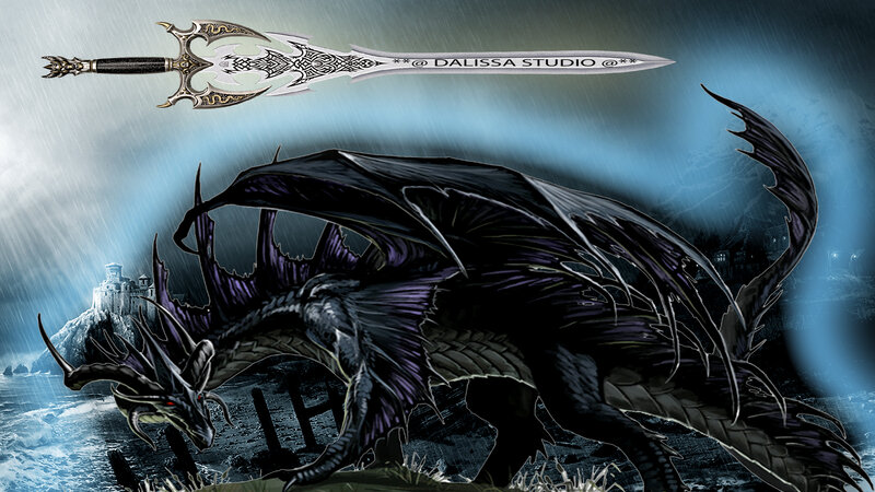 Black Dragon in Storm
