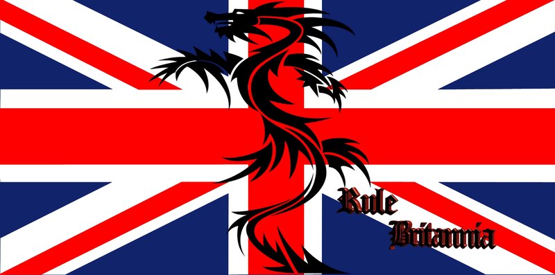 Black Dragon on Flag — Red