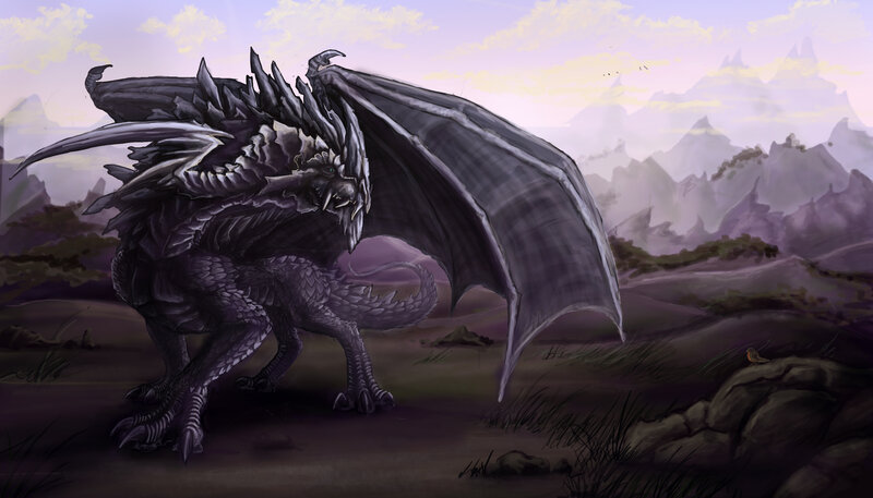 Black Dragon on Landscape