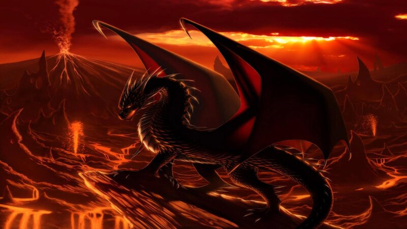 Black Dragon on Lava