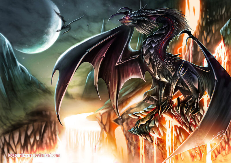 Black Dragon on Rock
