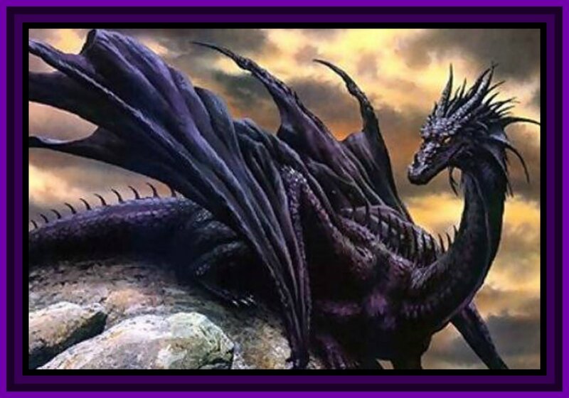 Black Dragon on Rocks