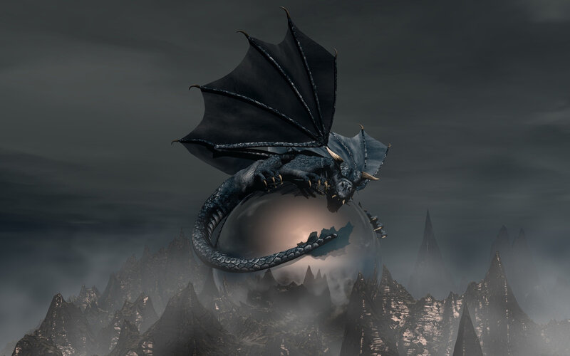 Black Dragon on Sphere