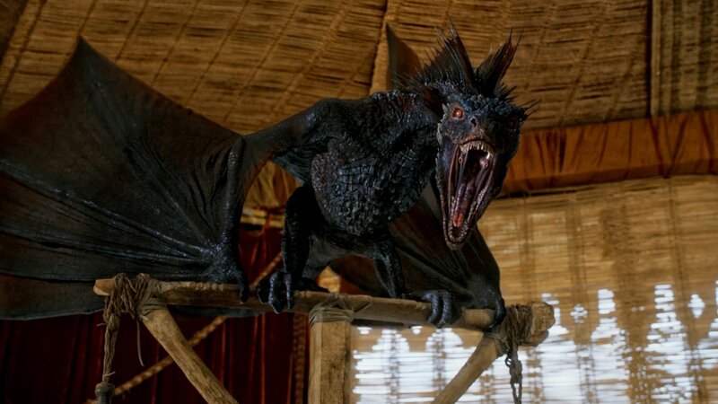 Black Dragon on Wooden Perch