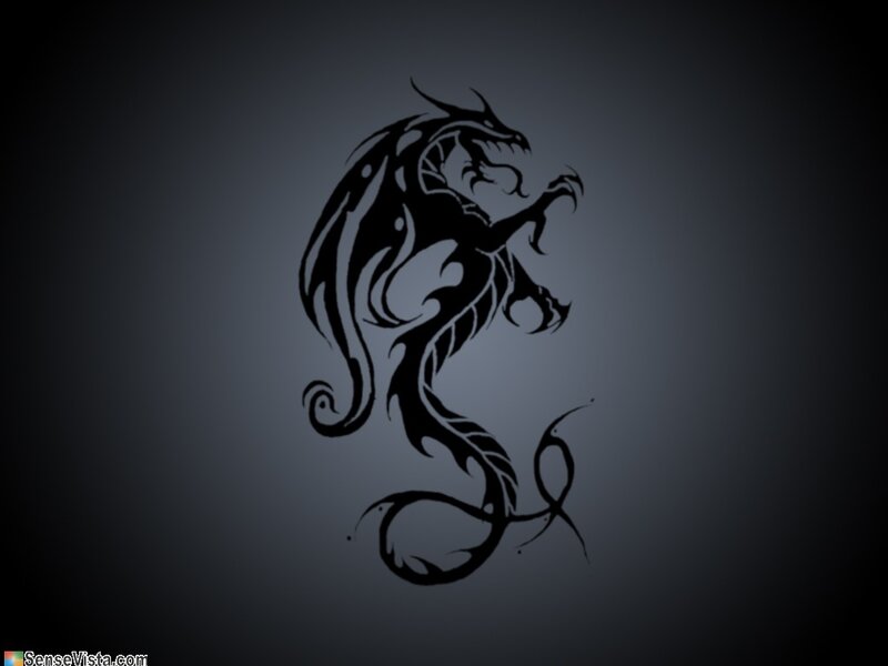 Black Dragon Silhouette — Dark, Illustration