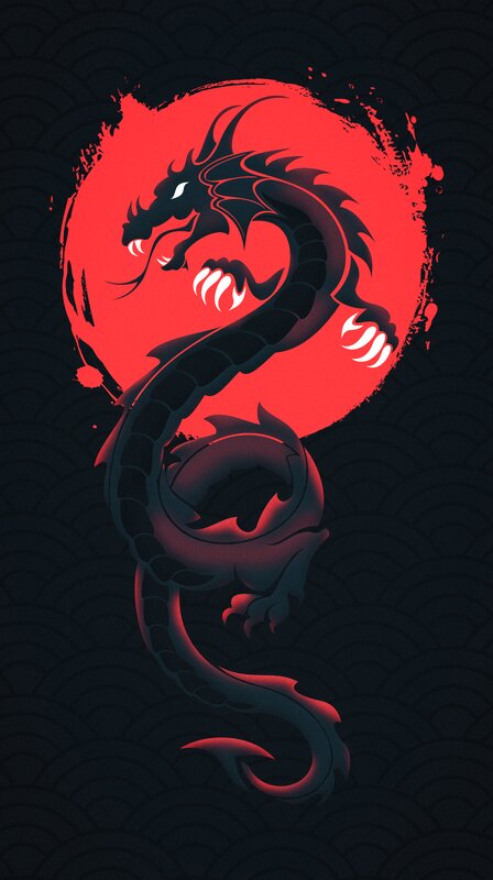 Black Dragon Silhouette — Dramatic, Digital Art