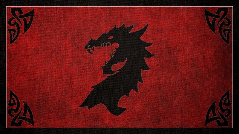Black Dragon Silhouette — Red, Dramatic, Digital Art, Celtic Knots