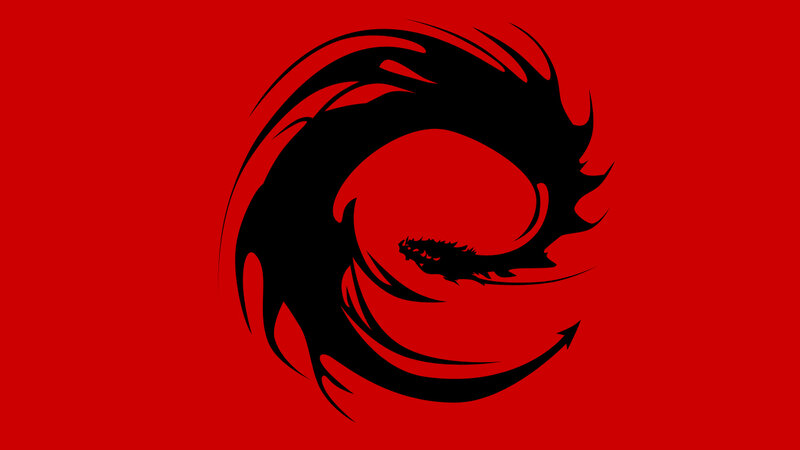 Black Dragon Silhouette — Red, Dramatic, Vector Art