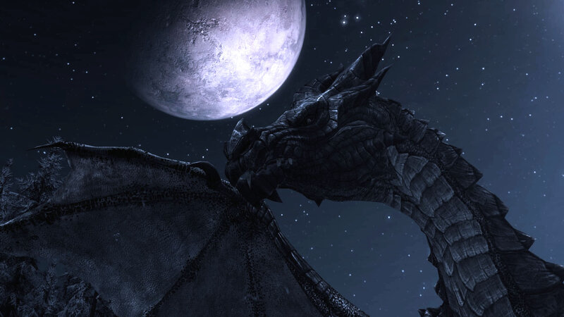 Black Dragon under Moon