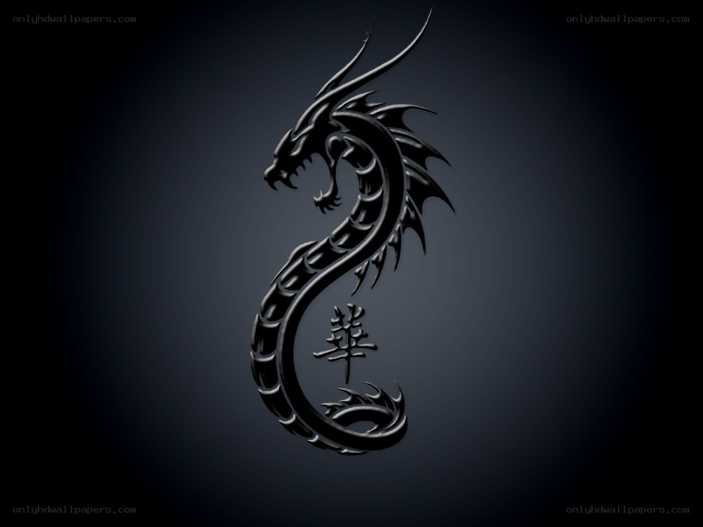 black dragon with chinese character