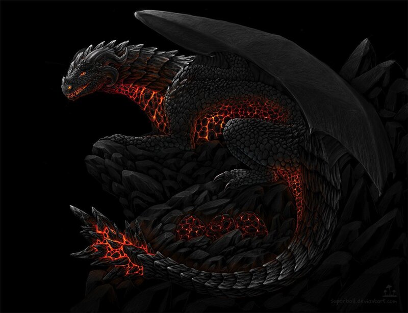 Black Dragon with Glowing Core