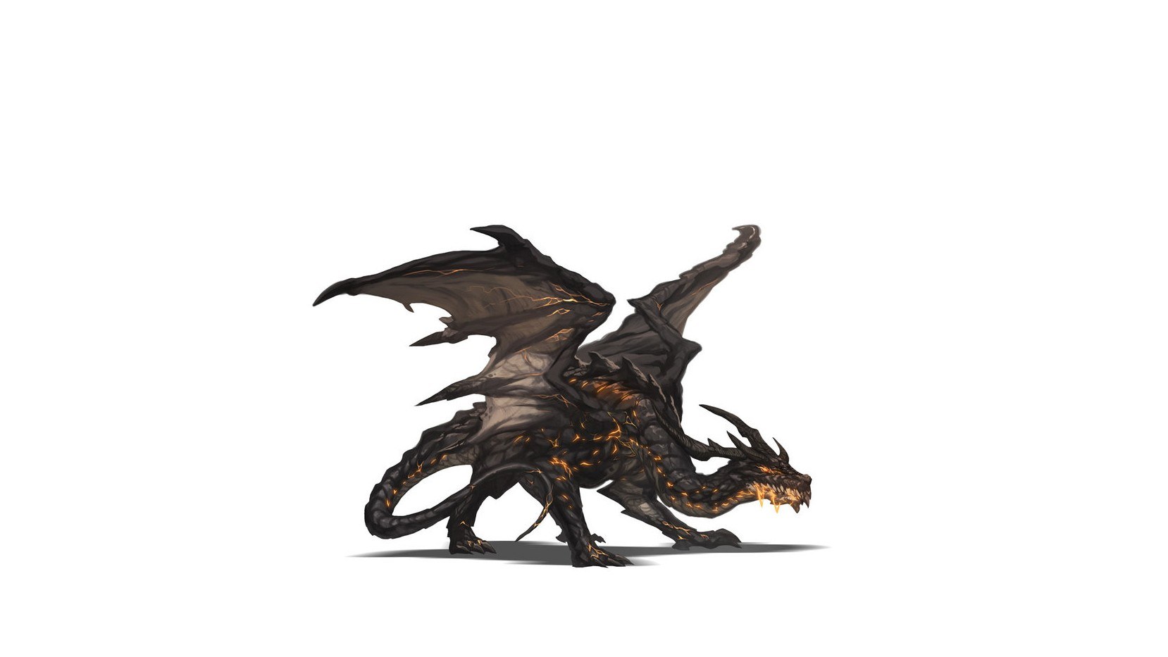 black dragon with glowing cracks