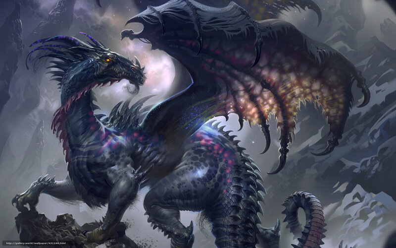 Black Dragon with Glowing Eyes — Gray