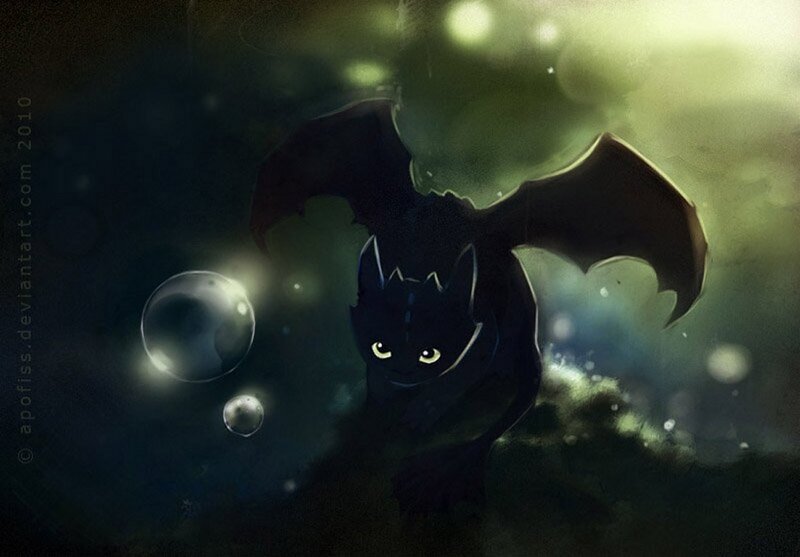 Black Dragon with Glowing Eyes