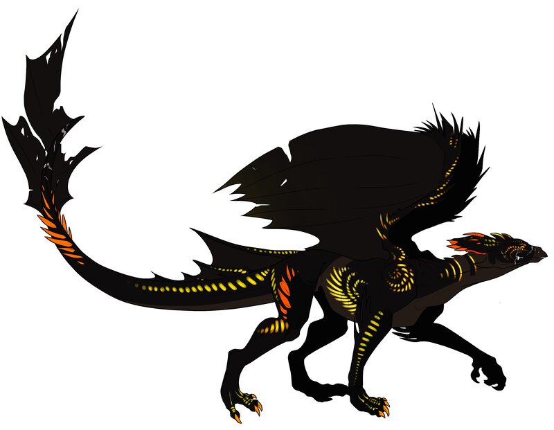 black dragon with glowing patterns