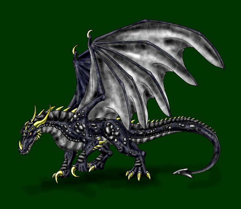 black dragon with golden spikes