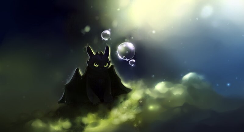 Black Dragon with Green Eyes