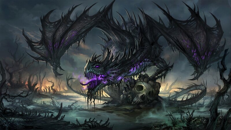 Black Dragon with Purple Glow — Dark