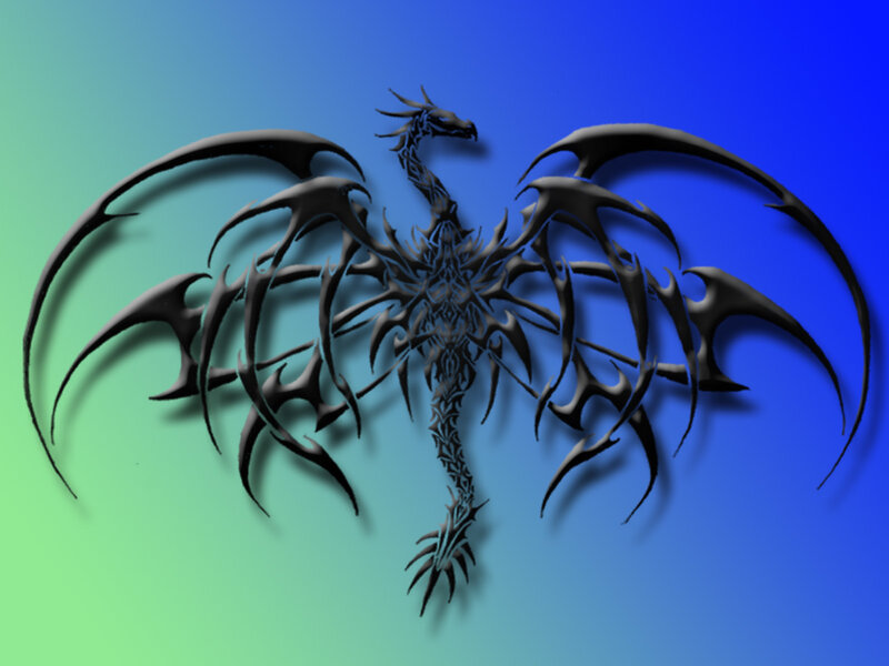 black dragon with spread wings