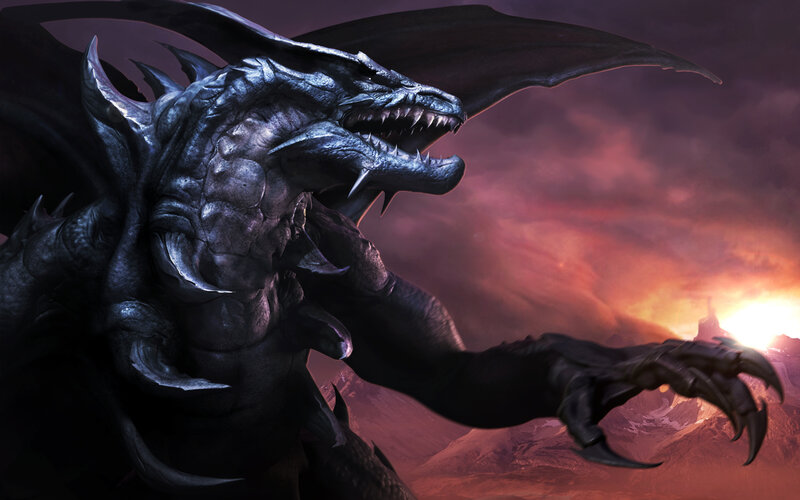 Black Dragon with Wings