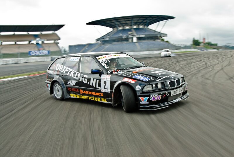 Black Drift Car — Dynamic, Afternoon, Photograph, Race Track, Spectator Stands, Other Car