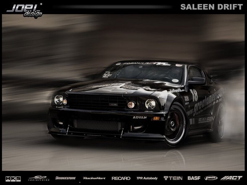 Black drift car in motion