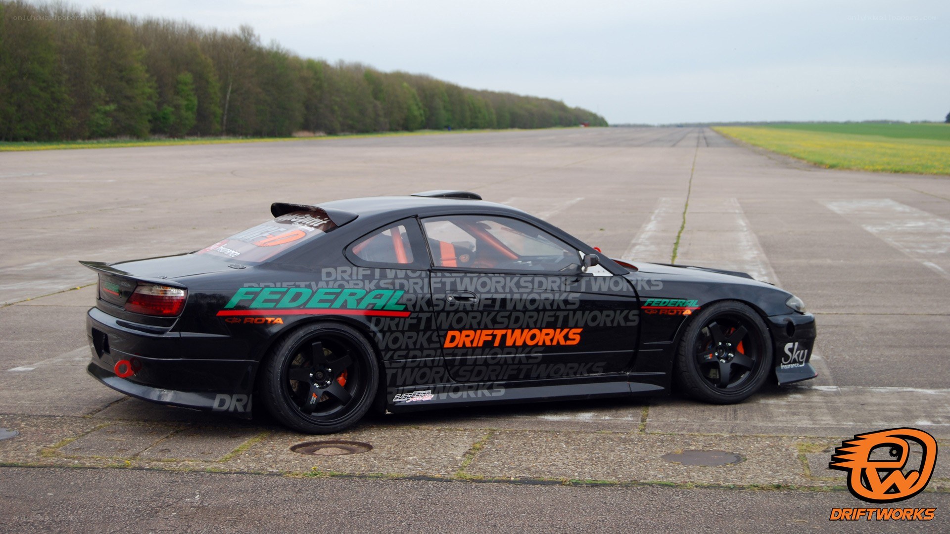 black drift car on track