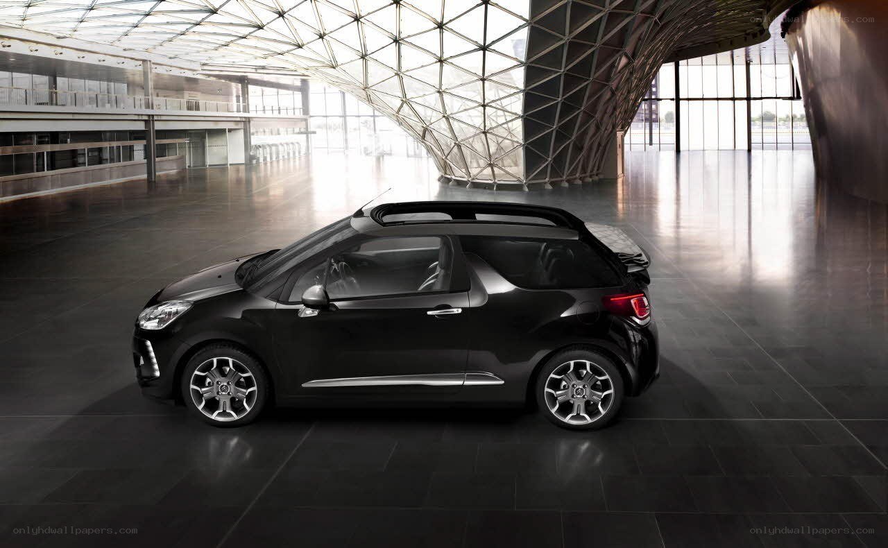 Black DS 3 car in modern hall