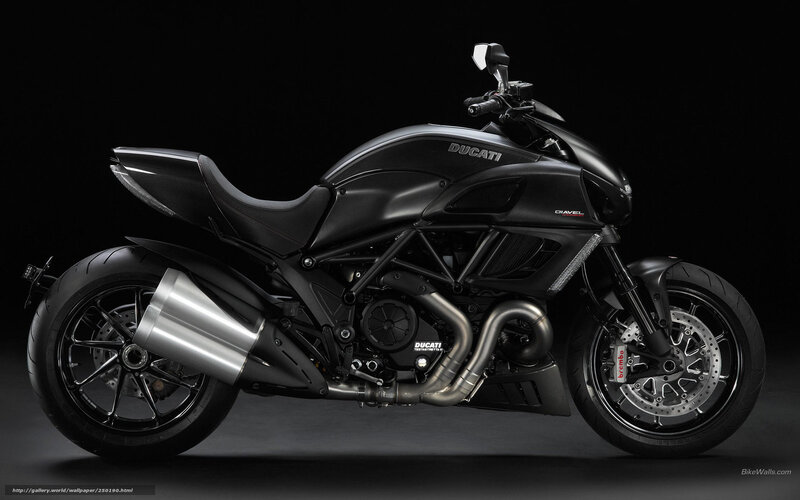 Black Ducati Diavel Motorcycle — Dramatic, Photograph
