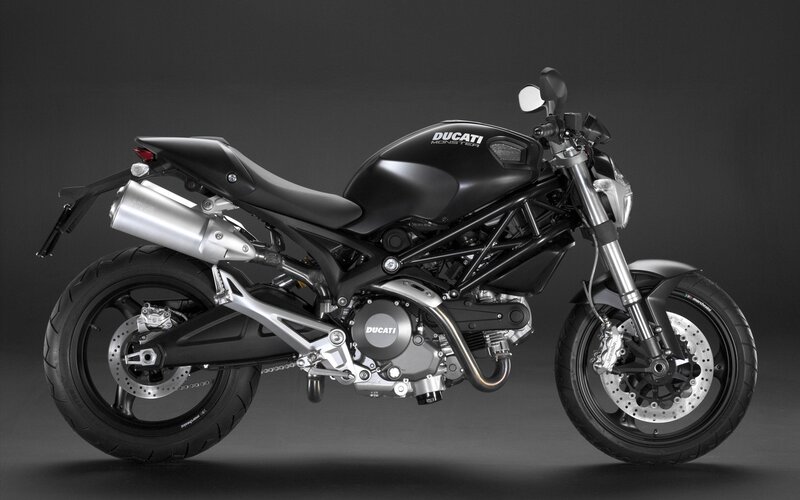 Black Ducati Monster Motorcycle — Dramatic