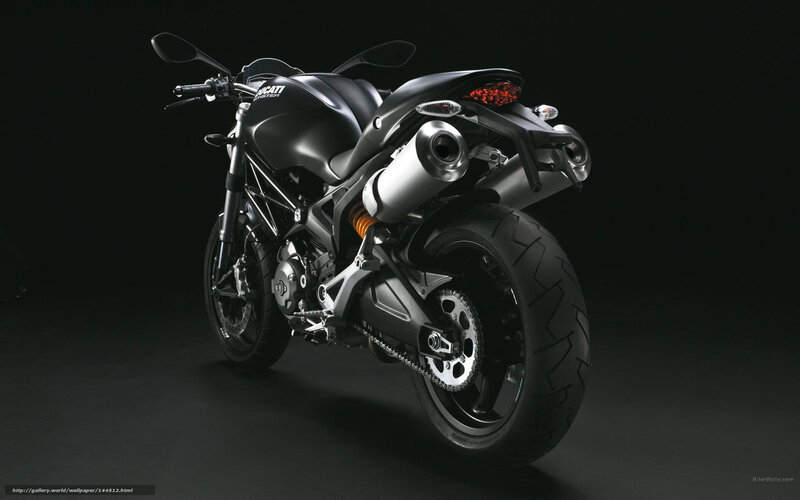 Black Ducati Motorcycle — Dramatic, Photograph, Exhaust Pipe, Rear Tire