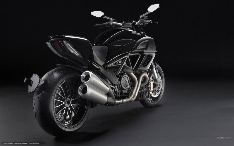 Black Ducati Motorcycle — Dramatic, Photograph, Exhaust Pipes, Rear Wheel, Mirror